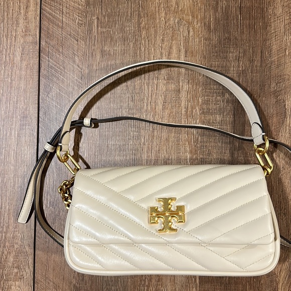 Tory Burch Kira Small Chevron-Quilt Flap Shoulder Bag — New Cream - Picture 2 of 9